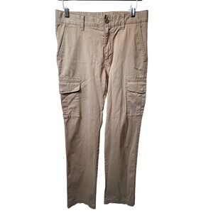 Uniqlo Mens Cargo Pants Tan Cotton Blend Casual Straight‎ Leg 73cm